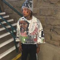 ราคา เสื้อยืดแขนยาวกลางสำหรับผู้ชายและผู้หญิง ย2เค สไตล์พังค์ ฮิปฮอป กราฟฟิตี้ พิมพ์ลาย เสื้อยืดโอเวอร์ไซ (40258730207)