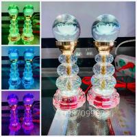 ราคา โคมไฟหมู่บูชาคริสตัลทรงกลมคู่สลักดอกบัว (28717206921)