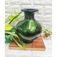 ราคา แจกันดอกไม้ แก้วเป่า โบราณ สีเขียว สูง 26 ซม. (20883676587)