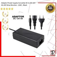ราคา AC เป็น DC 12V 4A LED Strip Monitor อะแดปเตอร์แปลงแหล่งจ่ายไฟ - 1240 - สีดํา (REAL) C0D (40771201786)