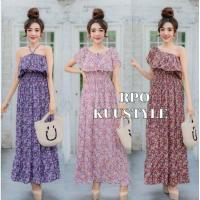 ราคา 31 แมกซี่เดรส เดรสยาว เกาะอก ปาดไหล่ สม็อคเอว ชายระบาย ลายดอก ดอกเล็ก เดรสสาวอวบ เดรสสาวอ้วน เดินชายทะเล คาเฟ่ สวนดอกไม้ (5754151391)