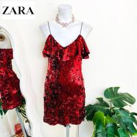 ราคา ไซด์ M แบรนด์ ZARA แท้ 100%เดรส แต่งระบายอก งานเกล็ดวิบวับ สีแดง ใส่ออกงาน ทรงเข้ารูป เดรสออกงาน ชุดปาร์ตี้(3) (25140947456)