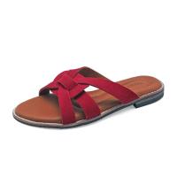 ราคา TAYWIN(แท้) รองเท้าแตะหนังแท้ ผู้หญิง รุ่น LS-12 หนังกลับสีแดง (13314832987)