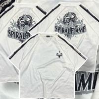 ราคา เสื้อแฟชั่นสตรีทแวร์ ผ้าโปร่งสีขาว ลายมังกร มือสอง size M (40057096636)