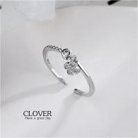 ราคา แหวนเงินแท้ 92.5% Clover ring R-14 ใบโคลเวอร์ ปรับขนาดได้ (15507414533)
