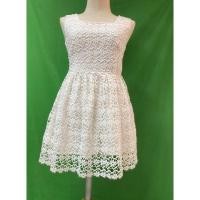 ราคา ชุดกระโปรงสั้นผ้าลูกไม้สีขาวซิปข้างอก32เอว28 ยาว30งานมือสอง (25137860911)