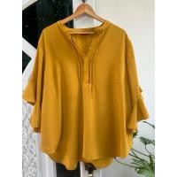 ราคา เสื้อคอปีนวีสีเหลืองแขนระบายแฟชั่นbrand Vince Camuto (28625736931)