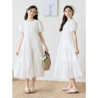 ราคา ชุดเดรสกระโปรงลูกไม้สีขาว ชุดกระโปรงเด็กโตสีขาว ชุดไปงานเด็กสีขาว Premium Dress (25590650623)