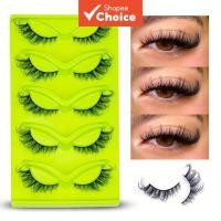 ราคา 5 คู่ Cat Eye Lashes Faux Mink Eyelashes Winged Lashes ธรรมชาติดู Wispy Mink Eyelashes Full Strip Lashes (27459445135)