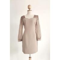 ราคา เดรสออกงาน งานป้าย MC แขนยาวสีน้ำตาลอมเทา ความยาวปานกลาง เรียบหรู ซับในทั้งตัว พร้อมส่ง (21849399723)