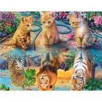 ราคา Ks ภาพวาดปักครอสติก 5D รูปแมวและเสือสําหรับผู้ใหญ่และผู้เริ่มต้น DIY 40x30 ซม (12928107295)