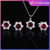 ราคา ชุดเครื่องประดับหรูหรา ประกอบด้วยสร้อยคอทับทิม ต่างหู และแหวนเพชร สไตล์เกล็ดหิมะ (51154222123)