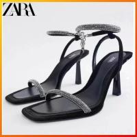 ราคา Zara ใหม่ รองเท้าส้นสูง ผ้ากํามะหยี่ มีสายรัดข้อเท้า แฟชั่นฤดูใบไม้ผลิ สําหรับผู้หญิง 2303110230311 (28558966880)