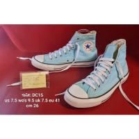ราคา ❌หมด❌Converse 41 สีฟ้า หุ้มข้อ รองเท้ามือสองของแท้ สภาพดี ชาย-หญิง รหัส DC15 (15410649509)