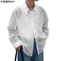 ราคา Incerun เสื้อเชิ้ตแขนยาว ผ้าลูกไม้ สําหรับผู้ชาย (18483641049)