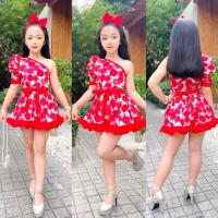 ราคา ชุดทองกวาว ชุดลายดอกเด็ก ชุดปาดไหล่ลายดอก (27708847882)