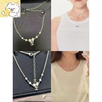 ราคา ของแท้ CHANEL 2025P สีขาวเคลือบโบว์มุกจี้สร้อยคอ (40412802204)