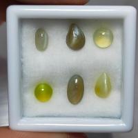 ราคา พลอย ตาแมว ไพฑูรย์ คริโซเบริล ธรรมชาติ ดิบ แท้ ( Unheated Natural Chrysoberyl Cat's Eye ) หนัก 3.54 กะรัต จำนวน 6 เม็ด (17786792363)