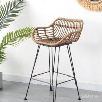 ราคา เก้าอี้สูงหวาย เก้าอี้บาร์เหล็กเรียบง่ายกันแดด เก้าอี้สูงและโต๊ะบาร์หวาย เก้าอี้บาร์กันน้ำแบบย้อนยุค CW92 (51351986531)