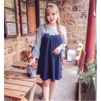 ราคา เดรสแต่งผ้าลูกไม้สีฟ้าอมเทา เสื้อผ้าสาวอวบ/เสื้อผ้าไซส์ใหญ่ (4123986581)