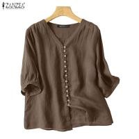 ราคา ZANZEA เสื้อเบลาส์ทรงหลวมสไตล์เกาหลีสำหรับผู้หญิง (44073543246)