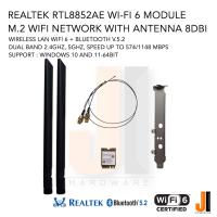 ราคา Realtek RTL8852AE Wi-Fi 6 M.2 wifi + bluetooth v.5.2 dual band + Antenna 8dbi + Back Plate (ของใหม่มีการรับประกัน) (28891917603)