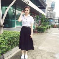 ราคา กระโปรงนักศึกษา พลีทสีดำ ยาว30นิ้ว มุมทอง (1176556197)