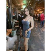 ราคา เดรนผ้าเรย่อน เสริมฟองน้ำ โชว์หลัง (3624367285)