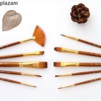 ราคา ปลา 10ชิ้น/เซ็ตศิลปินแปรงทาสีชุด,ขนแปรงไนล่อนเสาไม้สีน้ํา Gouache จิตรกรรมปากกา,แบบพกพารอบมุมแบนวาดศิลปะแปรงสีน้ํา (46503363899)