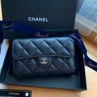 ราคา Used Chanel Tri-Fold Medium 6” Wallet Pearl Black (7127472228)
