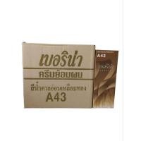 ราคา (ยกโหล)ครีมย้อมผมเบอริน่า A43 สีน้ำตาลอ่อนเหลือบทอง (22887017559)