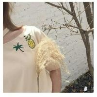 ราคา เสื้อยืด Oversize ปาดไหล่ ข้างเดียว ปักสับปะรดกับต้นมะพร้าวชิคๆ มี 3 สี ขาว ดำ เบจ (1233566836)