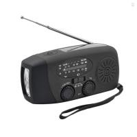 ราคา วิทยุมือหมุนฉุกเฉินพร้อมไฟฉาย LED สําหรับฉุกเฉิน AM/FM NOAA วิทยุสภาพอากาศแบบพกพา Dynamo วิทยุ 2000mAh Power Bank ชาร์จโทรศัพท์ USB ชาร์จและพลังงานแสงอาทิตย์สําหรับ Camp (27970254615)