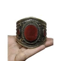 ราคา กำไลข้อมือ หินโมรา หินอาเกต หินแท้ธรรมชาติ เงินโบราณ แฮนเมด Natural Afghan Agate Cuff Bangle Bracelet Old Silver (40075893781)