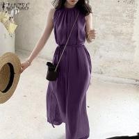 ราคา Zanzea ชุดแม็กซี่เดรส คอกลม แขนกุด เอวสูง สไตล์วินเทจ สําหรับผู้หญิง (16036259256)