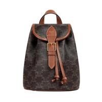 ราคา CELINE เซลีน Folco ซีรีส์ Triomphe การเดินทาง สันทนาการ Backpack ของแท้ ฝาพับด้านบน กระเป๋าสะพายคู่ 100% (40412276311)