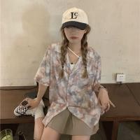 ราคา พร้อมส่ง เสื้อเชิ้ตคอปกแขนสั้นทรงOversize โทนสีน้ำตาลแดง+เทา มีกระเป๋าอก ผ้าชีฟองทึบไม่ซีทรู (10213121449)