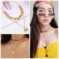 ราคา สร้อยคอแฟชั่น โชคเกอร์ เปลือกหอย ห้อยจี้เปลือกหอย เทรนด์ดาราใส่ (1661632520)