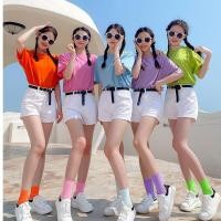 ราคา เซ็ตเสื้อยืด+ถุงเท้าCOTTON สีขาว,พีช,ชมพู,ฟ้า,ม่วงอ่อน,เหลือง แขนสั้น เสื้อทีมสีพื้น สไตล์เกาหลี (20972295142)