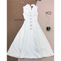 ราคา ชุดเดรสสีขาวเรียบหรูงานป้ายNITTAYA ไซส์ M มือหนึ่งป้ายห้อย (50703311655)
