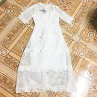 ราคา เดรสลูกไม้ สีขาว คอระบาย ป้าย bo rich ta ส่งฟรี (7802250304)