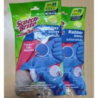 ราคา 3M Scotch-Brite Rubber Glove size M ถุงมือยางกันลื่น กลิ่นมะนาว ขนาดกลาง สีแดง (7977324880)