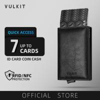 ราคา VULKIT- ที่วางบัตรเครดิตอะลูมิเนียม RFID Blocking Leather Pop Up Magnetic Wallet-VC200 (52102271119)