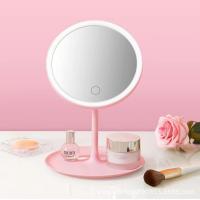 ราคา [Circular LED makeup mirror]Desktop makeup mirror, tri color light adjustment, high-definition mirror surface (53003366766)