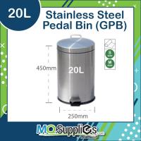 ราคา MCQWIN ROUND STAINLESS STEEL STEP BIN 12L/20L GREY 12 LITRE / 20 LITRE GARBAGE TRASH BIN (57253586684)
