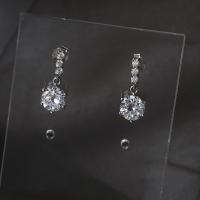 ราคา ต่างหูเงินแท้ ฝังเพชร CZ 1 กะรัต ชุบทองคำขาว (25476398662)