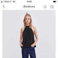 ราคา Zara เสื้อแขนกุดสีดำผูกคอ (1575635928)