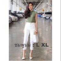 ราคา กางเกงเอวสูง ทรงเดฟ 7ส่วน ผ้าดับเบิ้ล (697224233)