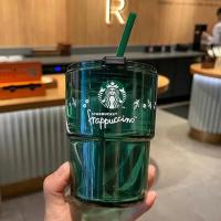 ราคา Ins Starbucks Starbucks 2025 สินค้าใหม่ ins สไตล์ Enjoy Series แก้วสีเขียวเข้มถ้วยฟางดื่มคู่ปากถ้วยกาแฟถ้วยสีเขียวขนาดเล็ก (41927195595)
