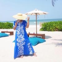 ราคา เดรสยาวฮาวาย สีฟ้า ลายดอก (2026371292)